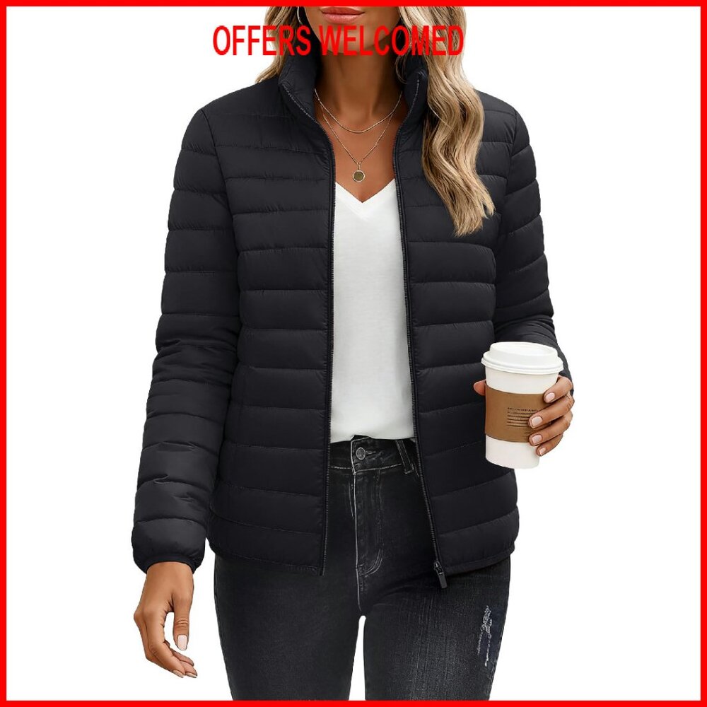 Women's Quilted Puffer Jacket Lightweight Winter Coat Full Zip Warm